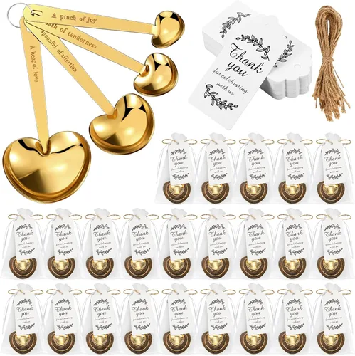 Miniatura 9 de Umigy Juego de 30 cucharas medidoras en forma de corazón, cucharas de té, regalos de boda, baby shower, para invitados, juego de bolsa de organza
