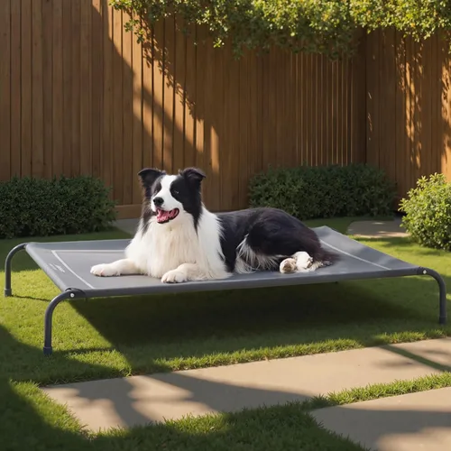 Miniatura 25 de Bedsure Cama elevada para perros al aire libre de tamaño grande, cama portátil de hamaca para mascotas con marco elevado y refrescante para Verde