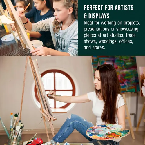 Miniatura 6 de US Art Supply Torrey caballete con trípode de madera, 64 pulgadas de alto x 27.5 pulgadas de ancho, para artista, con cadena ajustable (1 caballete)
