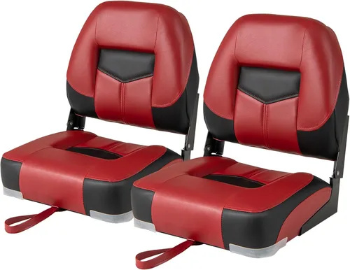 Miniatura 15 de Goplus Asientos para barco con respaldo bajo/alto, asiento plegable para barco con tornillos de acero inoxidable y bisagras de aluminio, acolchado