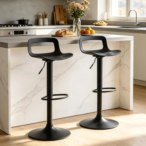 Miniatura 14 de LSSPAID Juego de 4 taburetes de bar giratorios de 360° de altura ajustable con respaldo y reposapiés, sillas de bar modernas de altura de mostrador