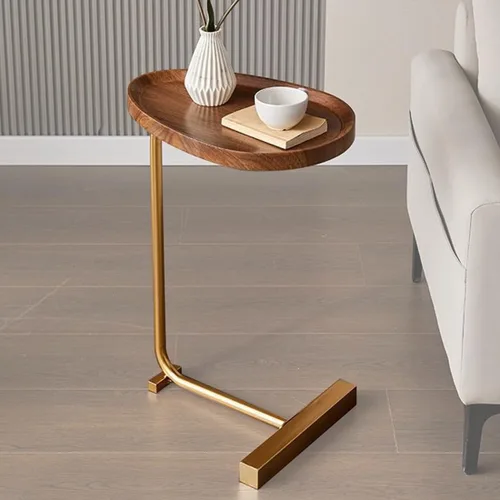 Miniatura 8 de Mesa auxiliar en forma de C, mesa auxiliar pequeña en C para sofá y mesita de noche, mesas auxiliares de sofá que se deslizan debajo, mesa auxiliar