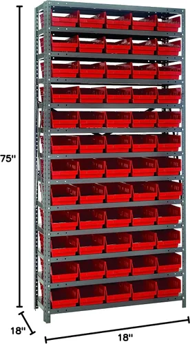 Miniatura 273 de Quantum QSBU-245BK Heavy Duty Shelving Unit with (7) Shelves and (24) QUS245 Black Bins for Garage Warehouse Storage Distribution 400 lb Load