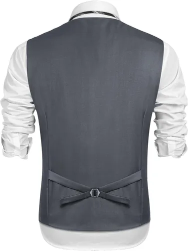 Miniatura 3 de COOFANDY Chaleco de traje de negocios para hombre chaleco ajustado para boda