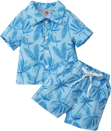 ropa de niños de 2 a 4 años niños de manga corta dibujos animados hojas estampados camiseta tops pantalones cortos playa niño niños