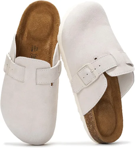 Miniatura 19 de Project Cloud Benton - Zuecos con plantilla de cuero genuino para mujer, pantuflas de espuma viscoelástica con soporte de arco, sandalias de moda