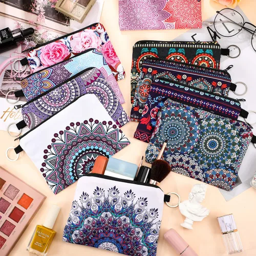 Miniatura 7 de Monedero pequeño de 10 piezas, estilo bohemio, con cremallera, exquisito regalo para mujeres y niñas en el día de San Valentín, Varios