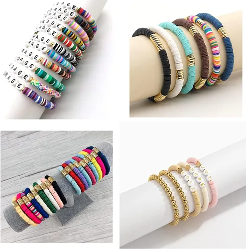 Miniatura 4 de 3000 cuentas redondas planas de polímero de vinilo Heishi para hacer joyas, mujeres, collares, pulseras y aretes (09-amarillo)