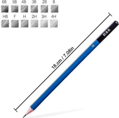 Miniatura 8 de H & B Kit de 12 lápices de dibujo, H-4H, F, HB, B-6B, grafito y carbón para principiantes, artistas profesionales