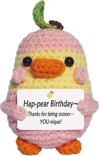 Miniatura 10 de Regalos personalizados para mujeres, hombres, mamá, papá - Tarjetas de regalo en blanco - Pato de peluche de ganchillo hecho a mano de apoyo Tarjeta