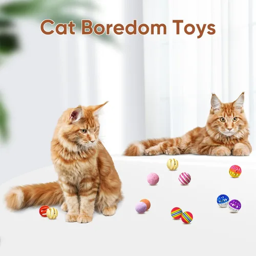 Miniatura 7 de Juguetes para gatos de interior, bolas de juguetes para gatos, paquete de 20 juguetes interactivos para gatos con cascabel colorido, cascabel, arco