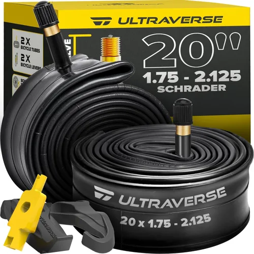 Ultraverse Tubo interior de bicicleta para neumáticos de bicicleta de 20 x 1.75/1.95/2.10/2.125 pulgadas con válvula Schrader - Tubos de goma para