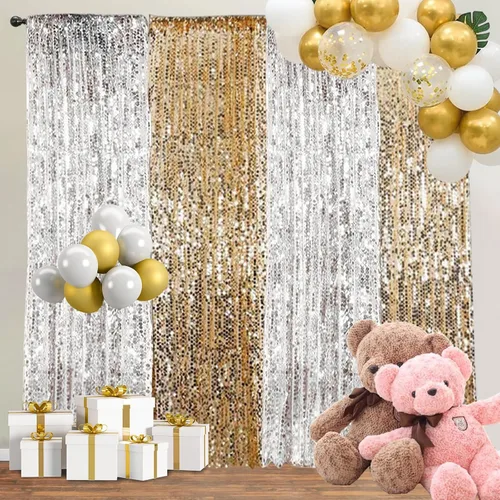 Miniatura 6 de Cortinas de Telón de Fondo de Lentejuelas de Oro Grande Payatte de 18MM, Cortinas de Telón de Fondo de Lentejuelas para Acción de Gracias, Navidad