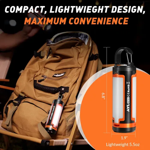Miniatura 4 de AYL - Linterna portátil recargable LED para campamento, lámpara ligera recargable por USB, linterna LED, equipo de supervivencia para el hogar, luz