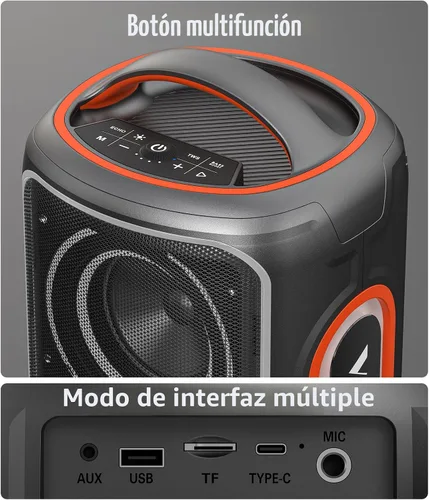 Miniatura 8 de Altavoz Bluetooth portátil, pico de 240 W, potente sonido fuerte, altavoz inalámbrico para fiestas con graves profundos, tiempo de reproducción