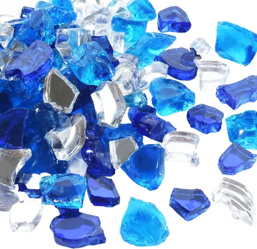 Miniatura 17 de Vidrio para hoguera de 10 libras, rocas de vidrio templado reflectante de cobre, alto brillo, apto para mesa de fogata de gas natural y propano