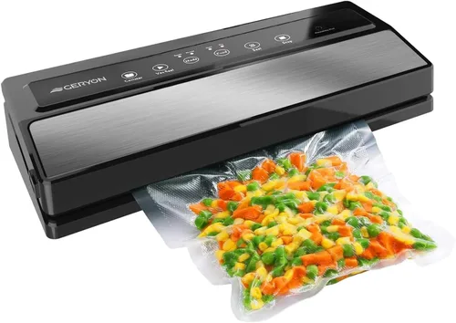 GERYON Sellador al vacío, máquina selladora al vacío para almacenamiento de alimentos con bolsas selladoras y rollo, sellador automático de 1