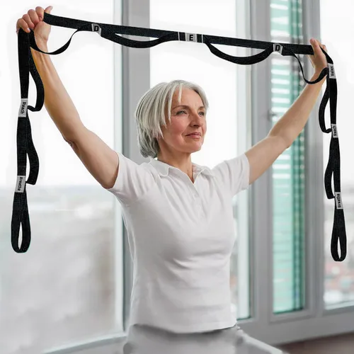 Miniatura 6 de Correa elástica para yoga, no elástica, con letras y comentarios, 10 bucles para terapia física, ejercicio, pilates, baile, gimnasia