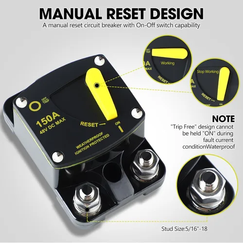 Miniatura 3 de Erayco Disyuntor de 50 amperios de 12 V a 48 V CC para motor de arrastre de barcos, vehículos de remolque de ATV marinos, audio estéreo, batería