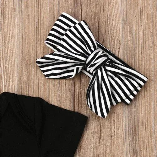 Miniatura 7 de DuAnyozu Conjunto de 3 piezas de ropa para bebés y niñas, lindo mameluco con estampado de leopardo, pantalones cortos de verano