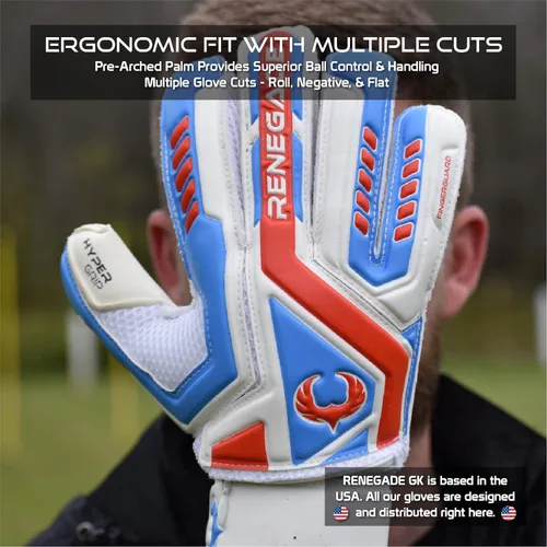 Miniatura 5 de Guantes de portero Renegade GK Talon con protección antimicrobiana (tallas 5-11, 5 estilos, nivel 3) Pro-Tek Fingersaves y Hyper Grip XD de 3.5 + 3