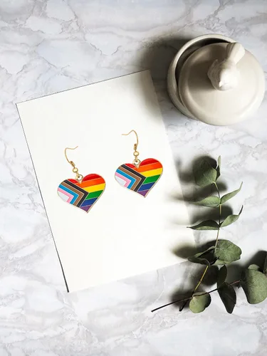 Miniatura 7 de Heart Shape Pride Dangle Earrings Gay and Lesbian LGBT Pride Gifts Jewelry