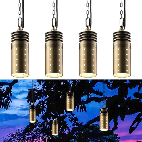 LEONLITE Luces LED de paisaje de bajo voltaje, luz colgante de paisaje de 12 V, certificación UL, luces colgantes para exteriores, para árbol, Latón