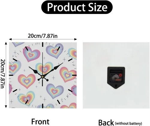 Miniatura 2 de Reloj de pared de estilo retro de los años 70S Groovy Hearts, funciona con pilas, reloj de pared con pilas, reloj de pared para cuarto de cocina