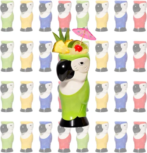 Miniatura 11 de LEMONSODA Vasos de cerámica tiki hawaianos (cerámica, juego de 4)