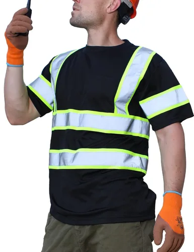 sesafety Camisas de alta visibilidad para hombre clase 3 Hi Vis, camisetas reflectantes de construcción para hombres con bolsillo, camisetas de