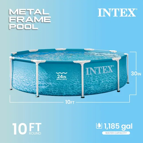 Miniatura 2 de INTEX 28206EP - Piscina sobre el suelo con marco de metal junto a la playa, 10 pies x 30 pulgadas, solo piscina (bomba no incluida)