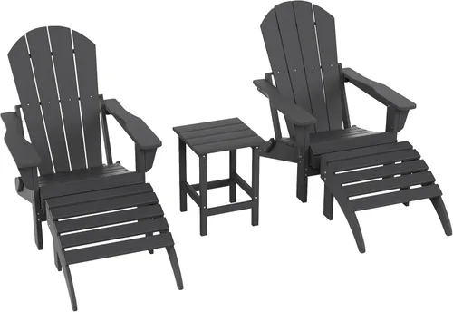 Miniatura 14 de WestinTrends Reposapiés otomano Adirondack para patio al aire libre, taburete de madera de polietileno para todo tipo de clima, ampliamente Azul