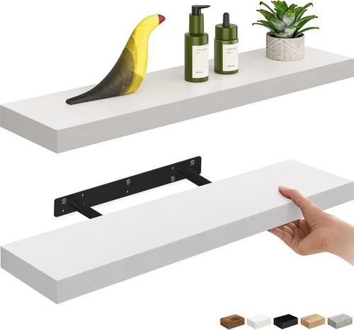 Miniatura 24 de Ballucci - Estantes flotantes, juego de estantes de pared de madera de 36" con soportes invisibles para baño, sala de estar, dormitorio, cocina