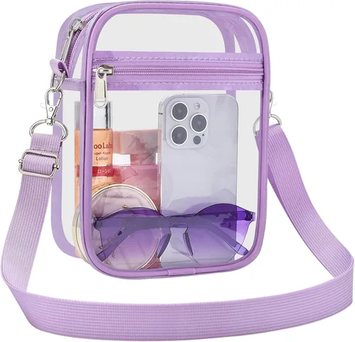Miniatura 10 de Bolso cruzado transparente transparente de 12 × 12 × 6 para estadio transparente, bolso transparente impermeable del PVC para los acontecimientos