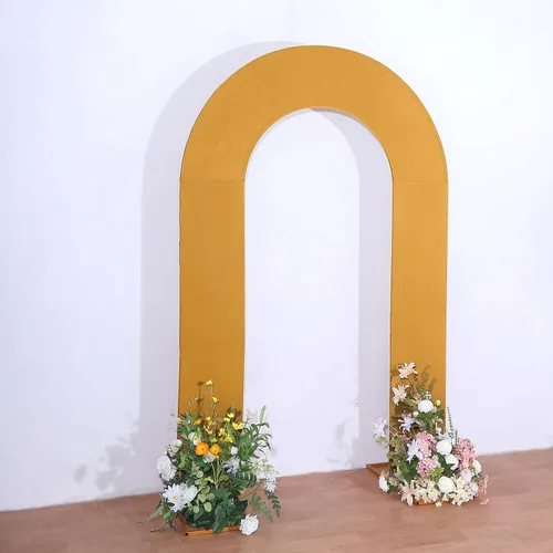 Miniatura 14 de Efavormart - Funda de arco abierto de elastano beige de 7 pies, doble cara, ajuste cómodo, en forma de U, para bodas escandalosas y decoración