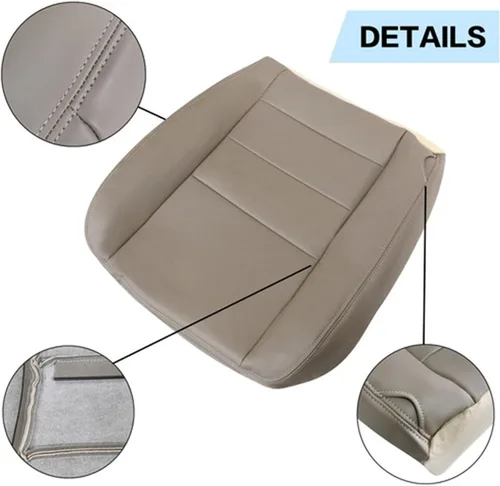 Miniatura 3 de GXARTS Funda de Asiento de Reemplazo de Cuero para Conductor y Pasajero, Parte Inferior, TAN 4H 8H, Compatible con Ford F250 F350 F450 F550 Super