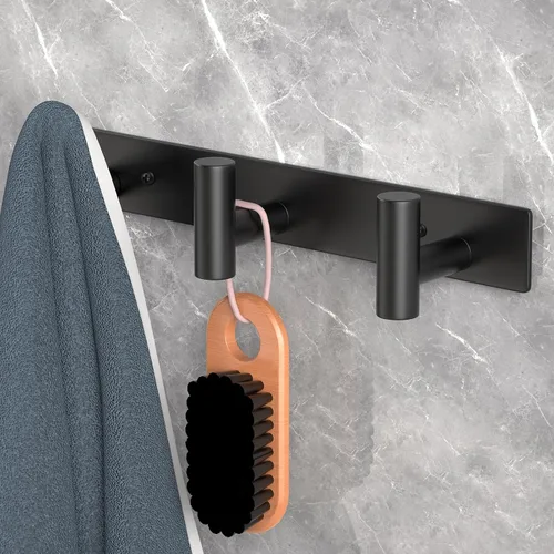Miniatura 2 de PMMASTO Perchero montado en la pared, 3 ganchos de pared en forma de T para colgar, riel de ganchos para abrigos de acero inoxidable resistente