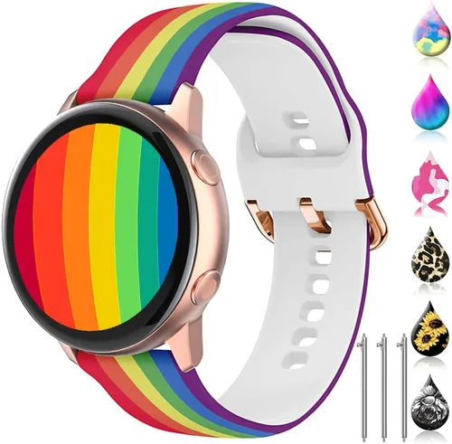 Miniatura 21 de Correas florales compatibles con Samsung Active 2, Watch Band de 1.575 pulgadas/1.732 pulgadas, Active Watch Band 1.575 pulgadas, correa de silicona