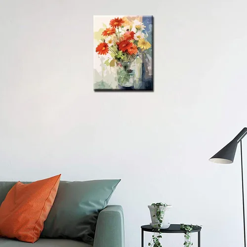 Miniatura 3 de Tucocoo Kit de pintura de margaritas coloridas por números con pinceles y pigmento acrílico sobre lienzo para adultos, hermoso proyecto