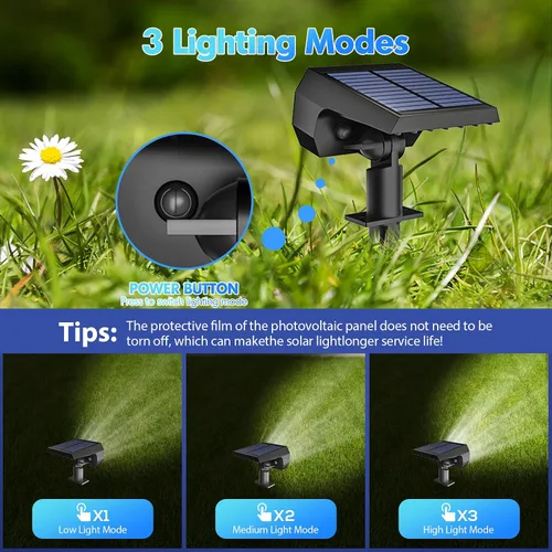 Miniatura 4 de NYMPHY Luces solares para exteriores, impermeables, IP68, 56 LED, 3 modos de iluminación, funciona con energía solar, luces solares para paisaje
