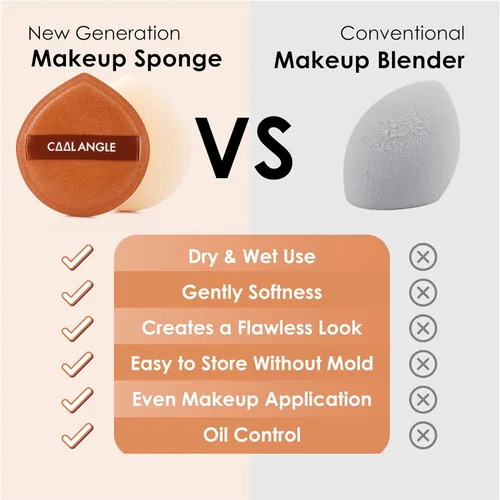 Miniatura 2 de COOL-ANGLE Juego de 5 esponjas marrones para maquillaje para base, corrector y polvo, esponja mezcladora libre de látex para maquillaje natural