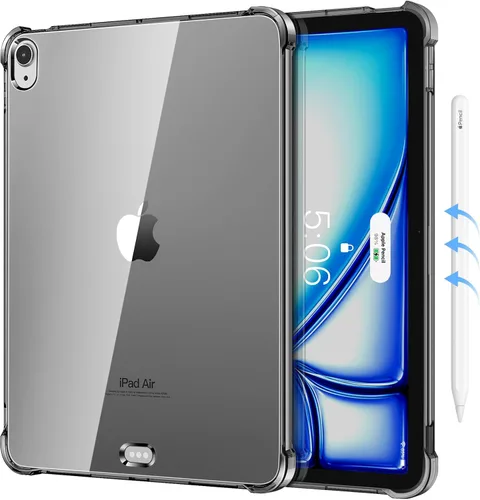 MoKo Transparente para iPad Air 11 (M4 2026/M3 2025/M2 2024) iPad Air 4 y 5 de 10.9 pulgadas (2020/2022), funda con cuatro esquinas reforzadas de