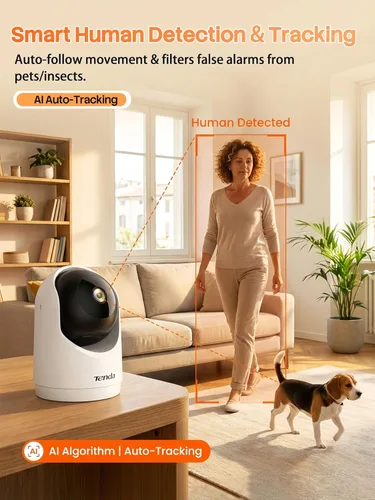 Miniatura 5 de Tenda Cámara de seguridad interior 2K para monitor de bebé, WiFi 6 para mascotas/perros, para seguridad del hogar, panorámica/inclinación de 360°