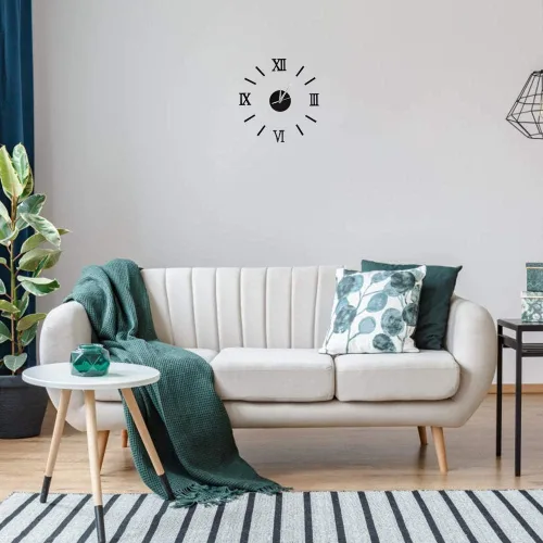 Miniatura 9 de Fdit Reloj de pared 3D DIY reloj de pared silencioso reloj de pared DIY moderno reloj decorativo digital para oficina en casa 19.7 in (plata)