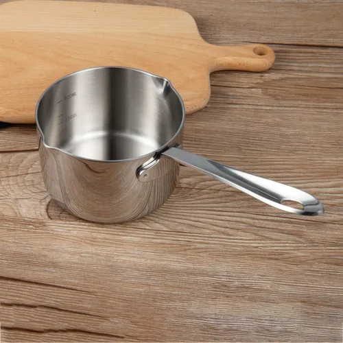 Miniatura 7 de IMEEA Mini calentador de mantequilla de 10 oz/10.1 fl oz, olla pequeña de acero inoxidable 18/10 con boquillas de vertido dobles para leche, café