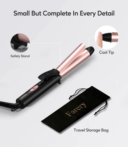 Miniatura 6 de FARERY Mini rizador de pelo de cerámica para cabello corto, 3/4 pulgadas, 100-240 V de doble voltaje, rizador de tamaño de viaje con queratina