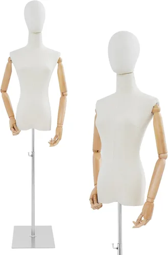 Miniatura 10 de Forma de vestido de torso de maniquí femenino, vestido de costura con brazos desmontables modelo M-annequin, exhibición de maniquí con base