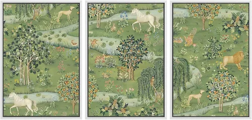 Miniatura 10 de SIGNWIN Lienzo enmarcado para pared, juego de arte sereno de pantanos con humedales verdes e ilustraciones de agua tranquila, arte moderno
