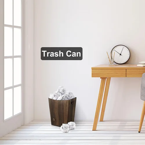 Miniatura 3 de ETELI Cesta de basura de madera pequeña para oficina, papelera rectangular decorativa con 2 asas para baño, dormitorio, cocina, hotel (marrón)