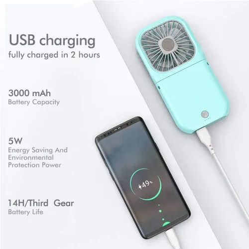 Miniatura 4 de Ventilador portátil para el cuello mini, silencioso, de mano, personal, plegable, recargable por USB, operado para el hogar, oficina, exteriores